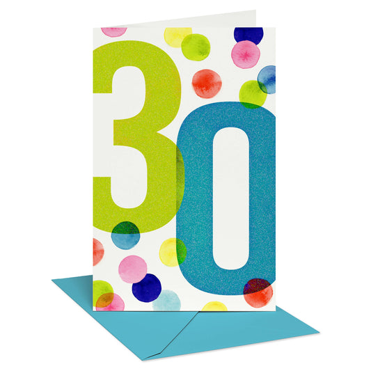 30th Birthday Card for Anyone (Colorful Dots)