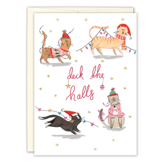 Cats Deck the Halls Holiday Card