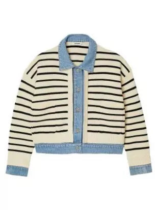 Denim Trim Cardigan