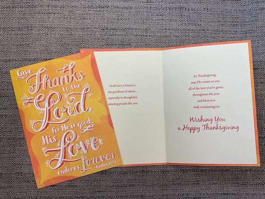 Give Thanks to the Lord - Religious Thanksgiving Card