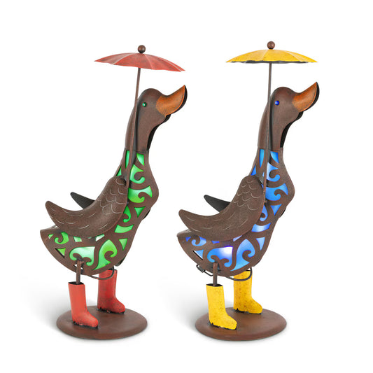 20.5" Solar Lighted Metal Duck with Boots