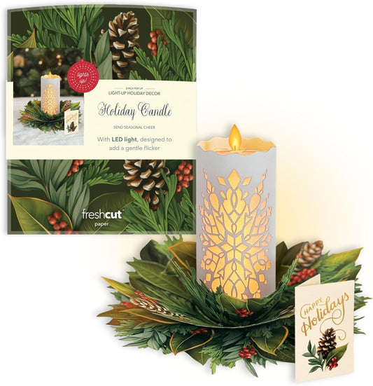 Holiday Candle Light-Up and  Pop-Up Christmas Decor/Card
