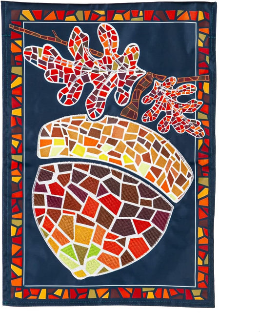 Mosaic Acorn Garden Applique Flag