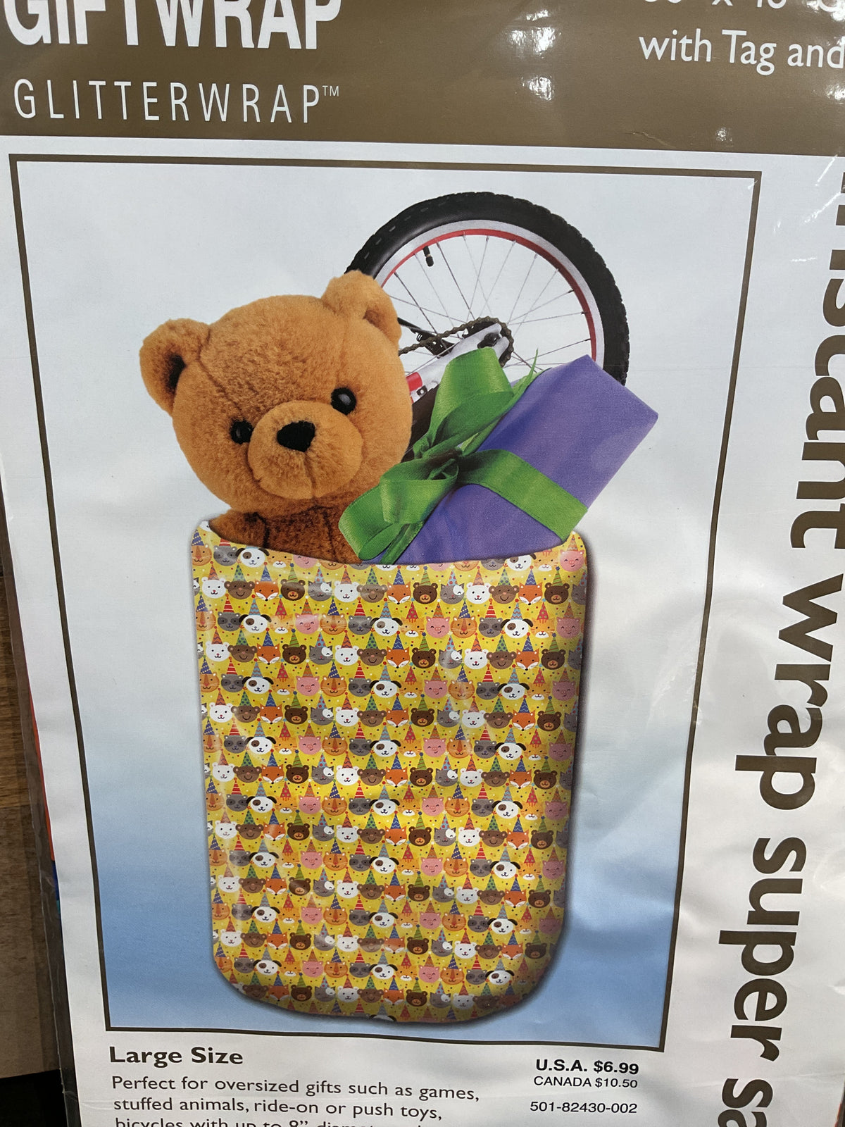 Large Gift Sac with Tag and Yarn, Asst