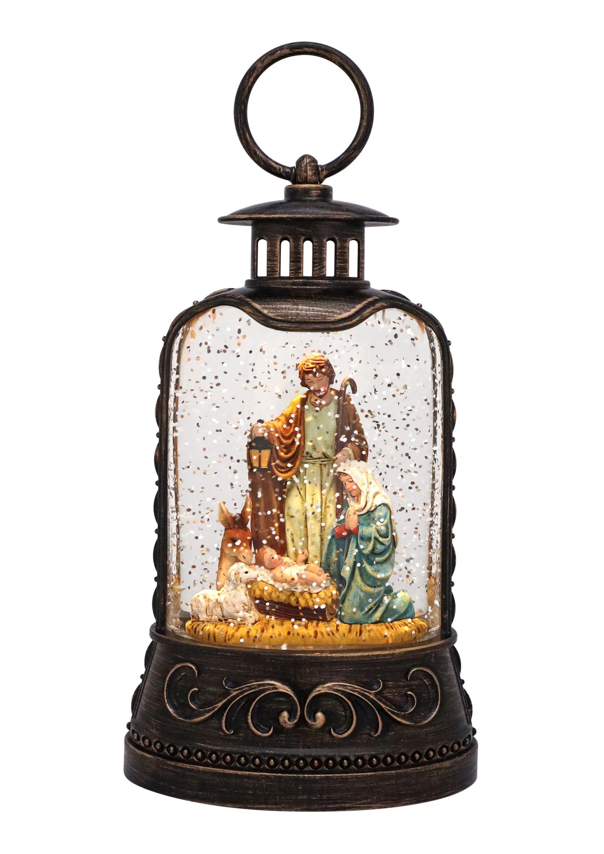Heavenly Manger Nativity Glitter Lantern - 9.625"