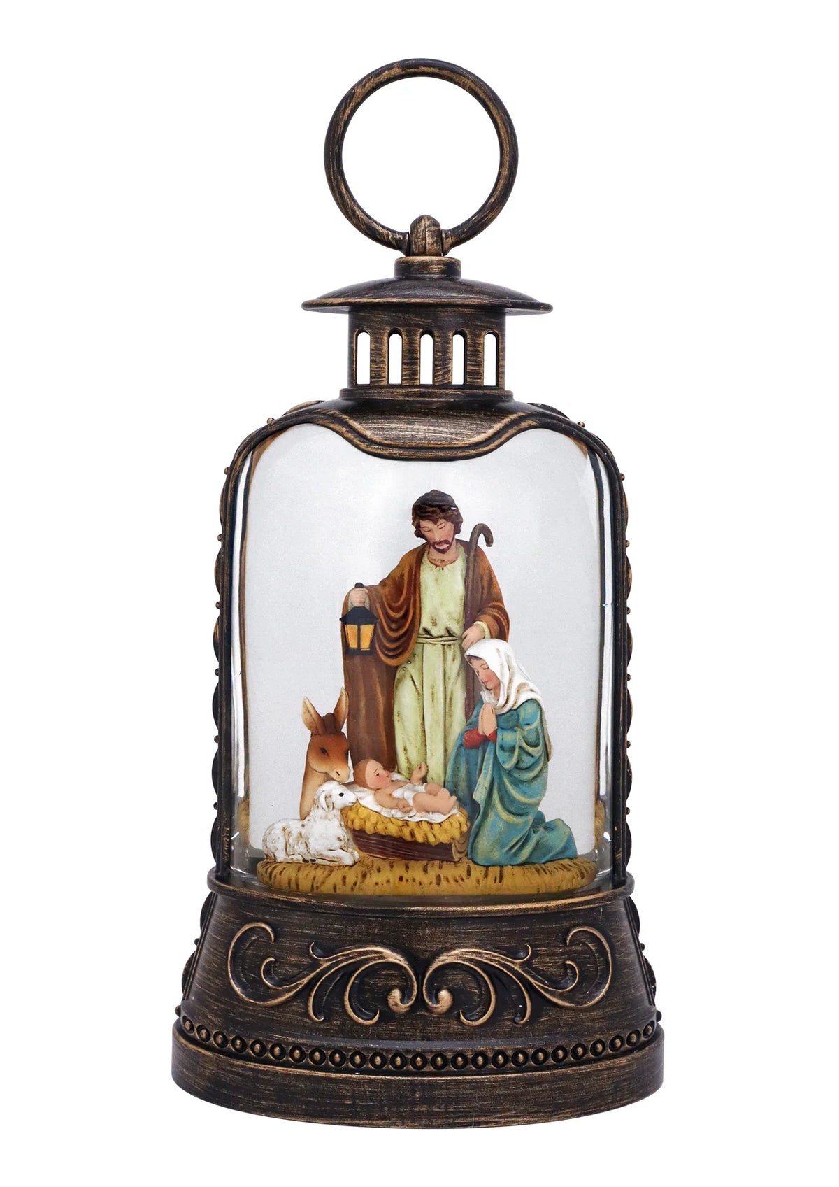 Heavenly Manger Nativity Glitter Lantern - 9.625"
