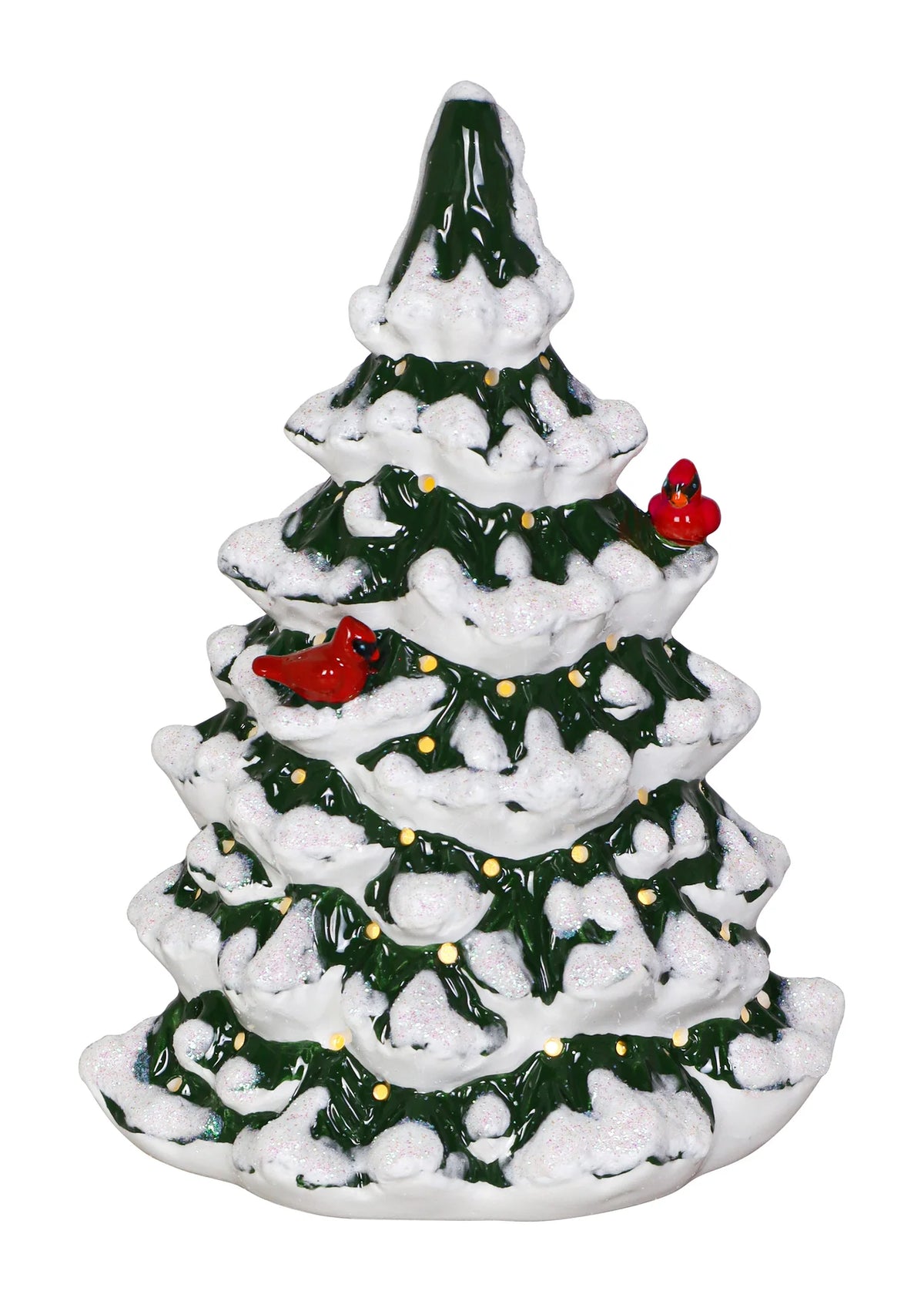 Cardinals on Frosted Pines LED Ceramic Tree - 8"