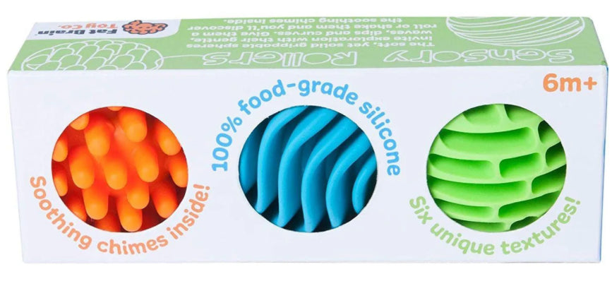Fat Brain Toys Baby and Toddler Learning Sensory Rollers - Set of 3 Spheres
