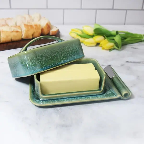 Porcelain Mess-Free Butter Dish & Spreader