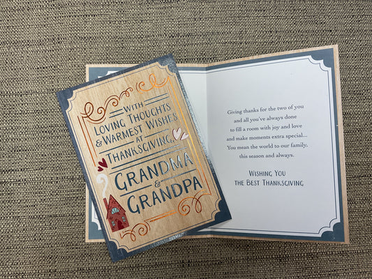 Loving Thoughts & Warmest Wishes Grandparents Thanksgiving Card