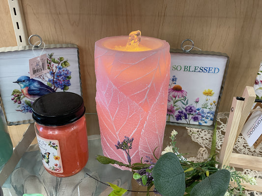 Pink Leaves Water Fountain Electric Candle