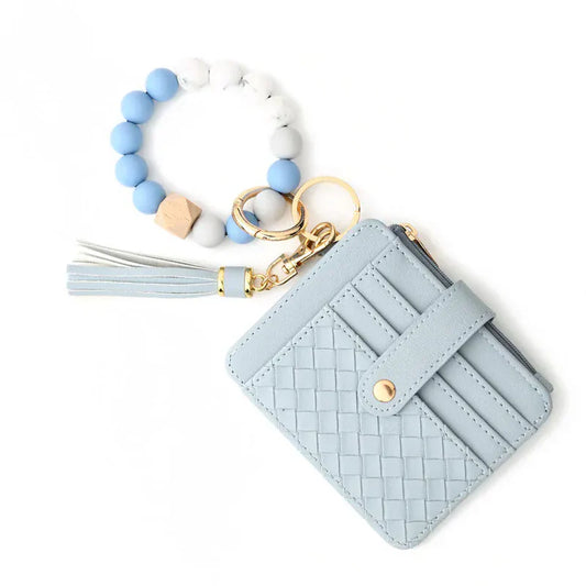 Nina Beaded Keychain Bracelet & Woven Wallet Combo