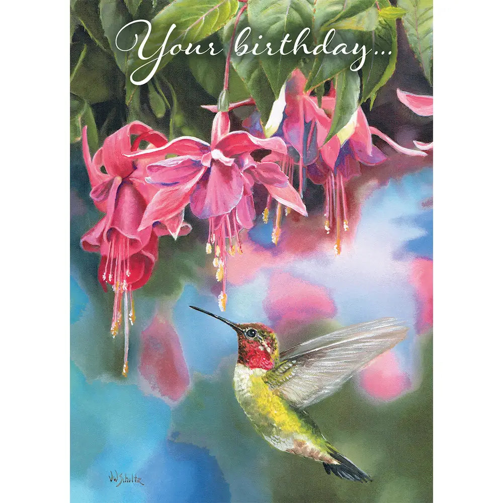 Hummingbird and Fuchsia - Birthday Value Card