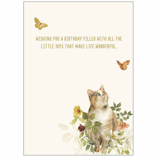 Cat with Butterflies - Birthday Card