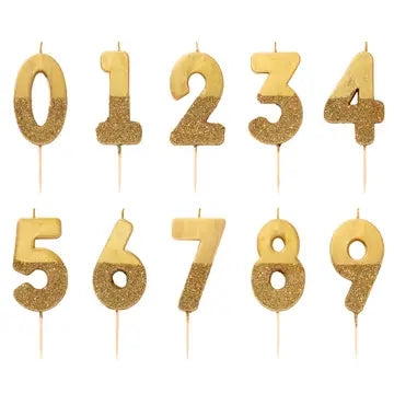 Gold Glitter Number Candle Starter Set