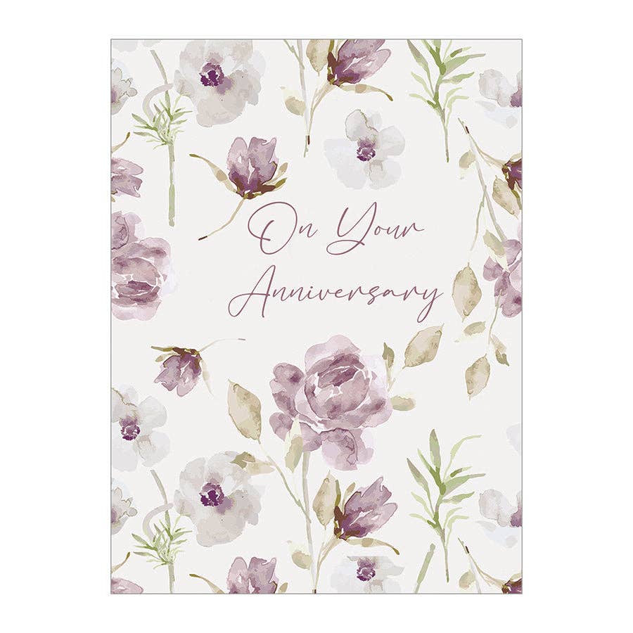 Violet Floral - Anniversary Card
