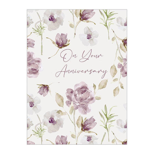 Violet Floral - Anniversary Card