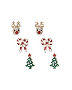 Rudolph, Tree, and Candy Cane Earrings (Set of 3)