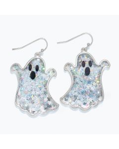 Silver Glitter Ghost Earrings