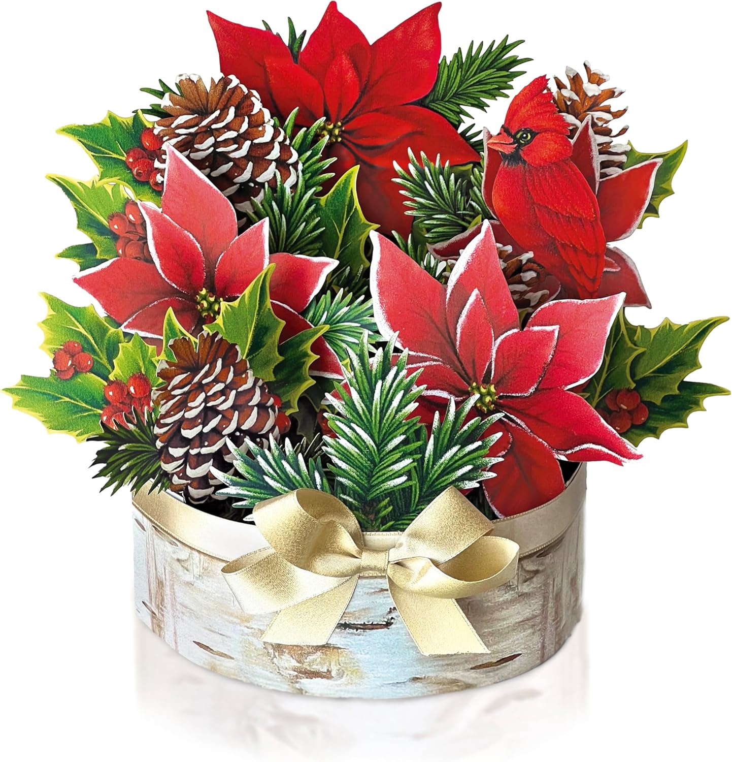 Birch Poinsettia Pop-Up Christmas Decor/Card