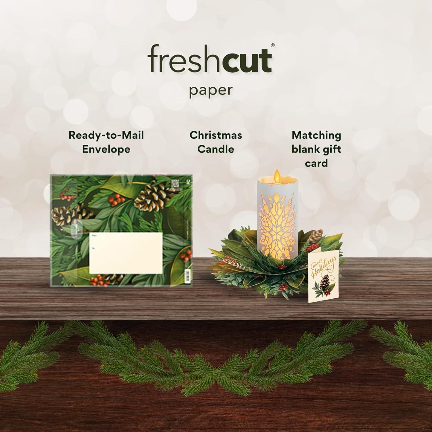 Holiday Candle Light-Up and  Pop-Up Christmas Decor/Card