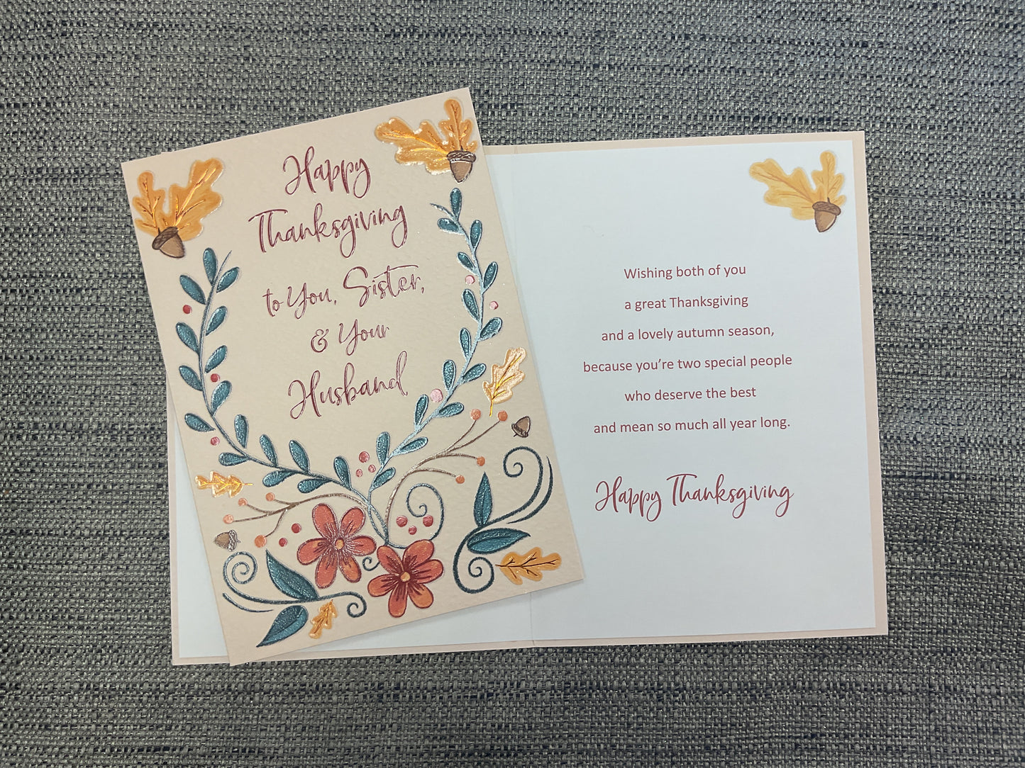 Happy Thanksgiving Sister & Husband Card