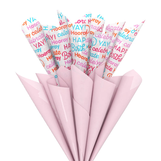 Birthday Tissue Paper, Flamingo Pink (2-colors, 6-Sheets)