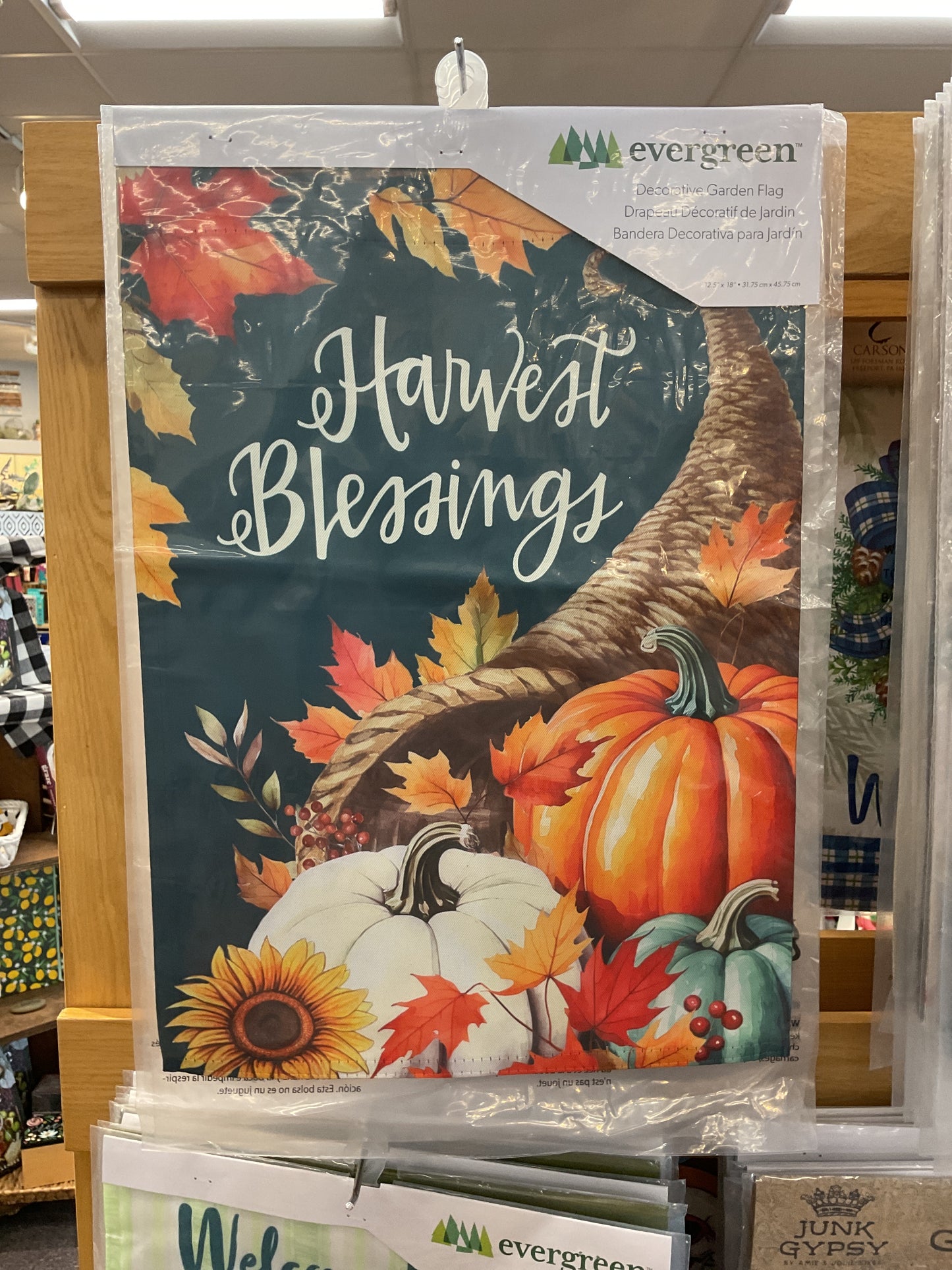 Thanksgiving Harvest Blessings Suede Flag