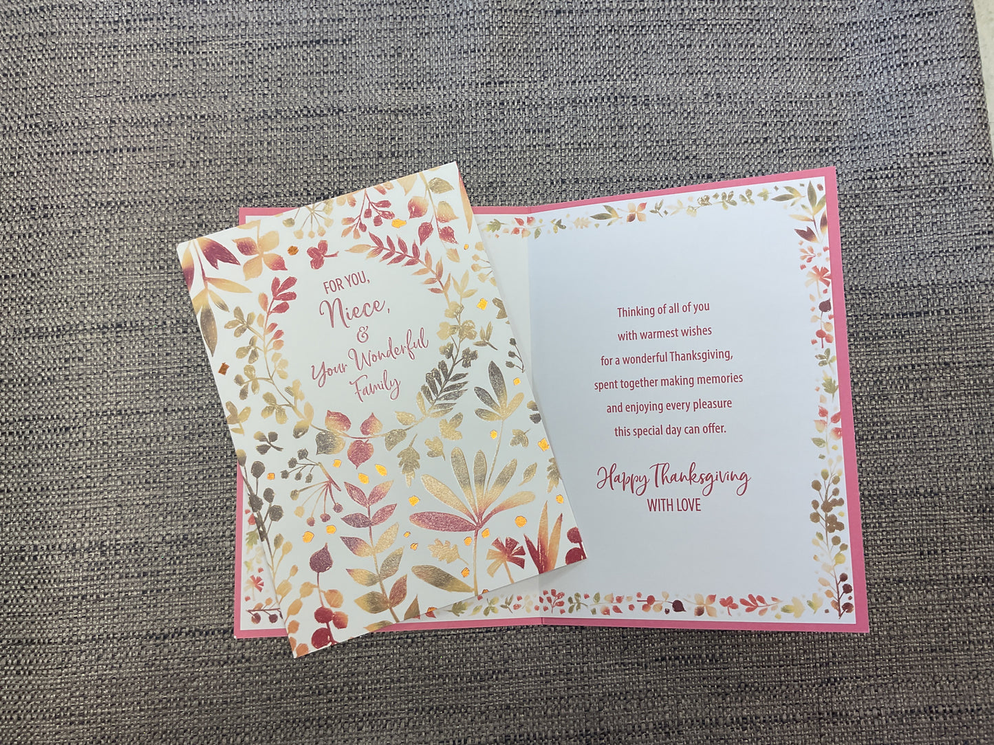 Happy Thanksgiving Niece and family Card