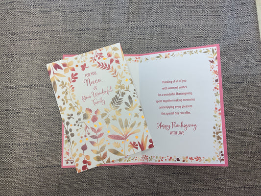 Happy Thanksgiving Niece and family Card