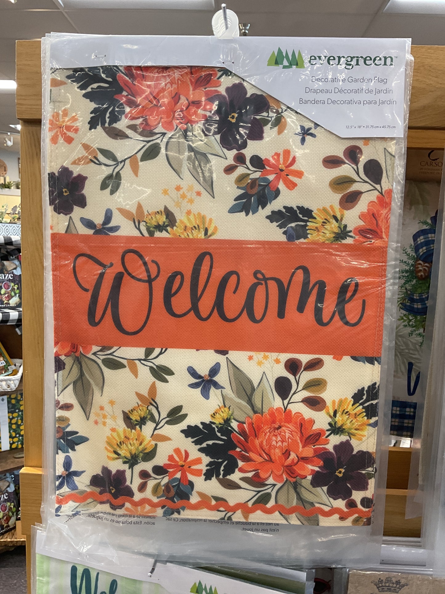 Fall Floral Welcome Burlap Flag
