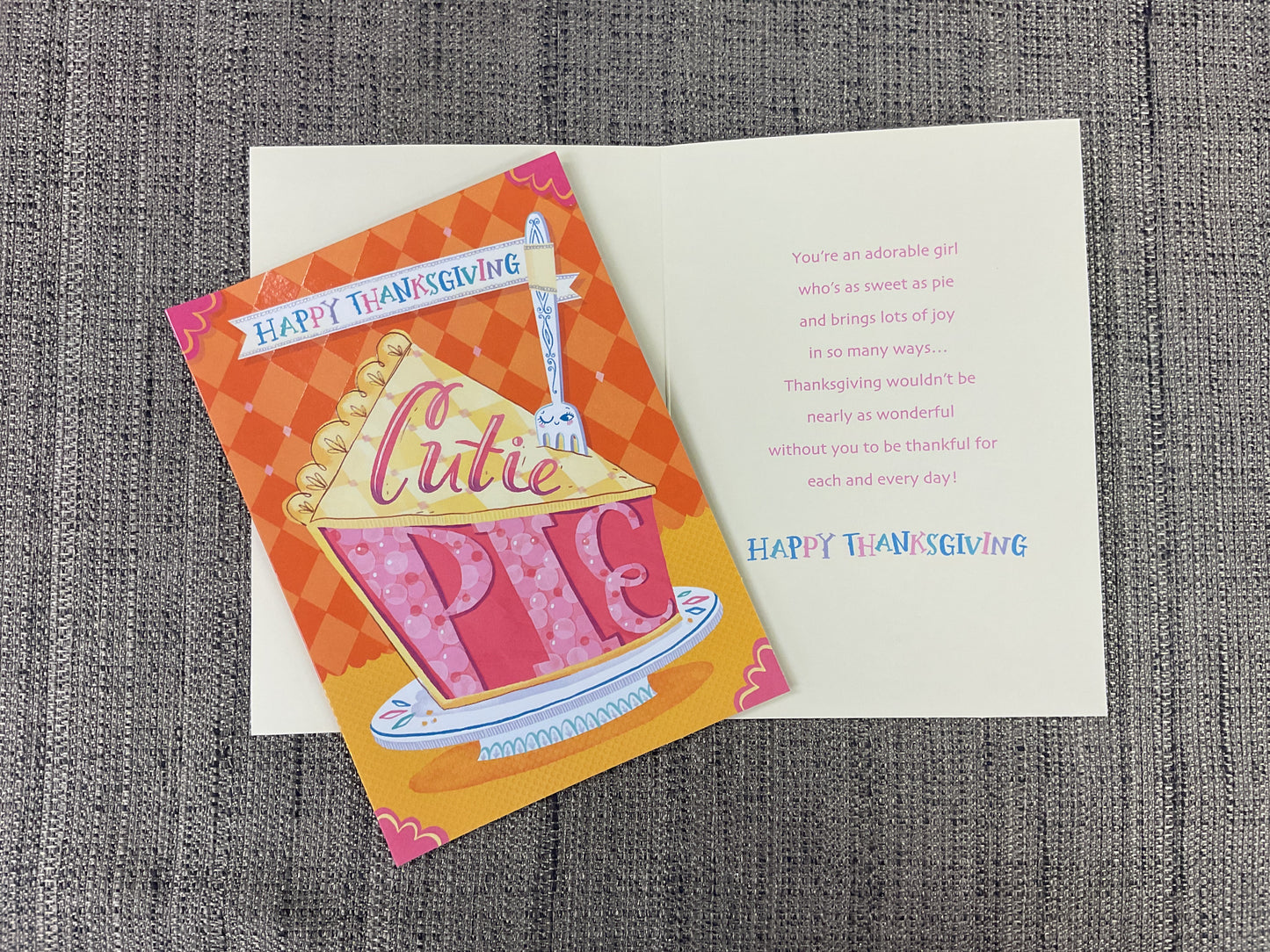 Happy Thanksgiving Cutie for Young Girl Card