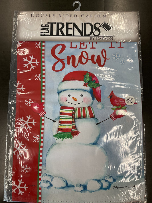 Snowman Cardinal Garden Flag