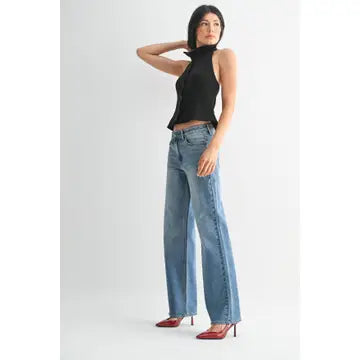High Rise Full Length Straight Jean