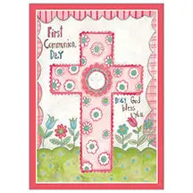 Pink First Communion Day - Faith First Communion Girl Card