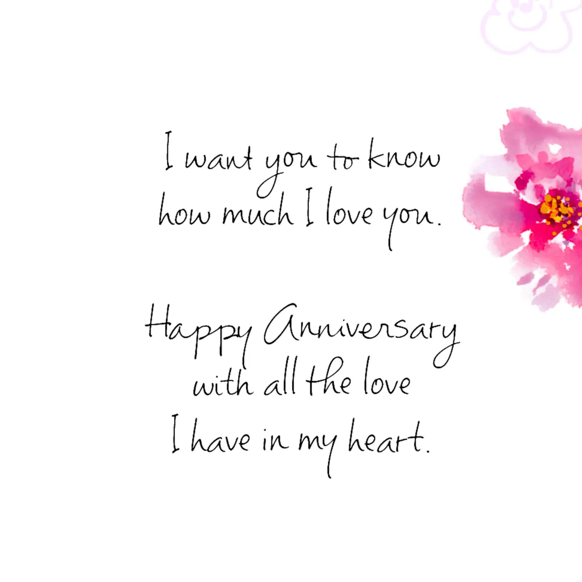 Dear Wife Anniversary Card with Watercolor Flowers
