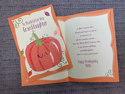 So Thankful For You, Granddaughter - Thanksgiving Card