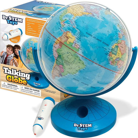 Dr. STEM Toys Talking World Globe with Interactive Stylus Pen and Stand