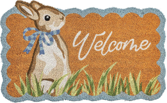 Easter Bunny Welcome Scalloped Doormat