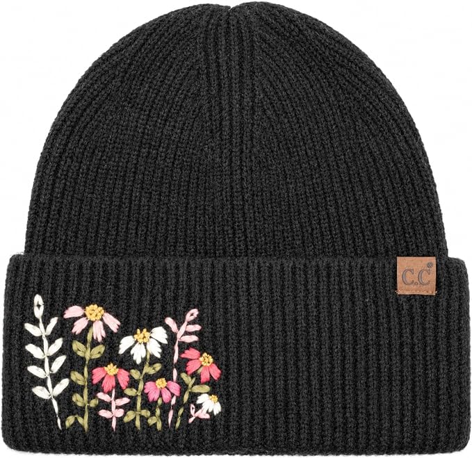 Floral Embroidery Beanie