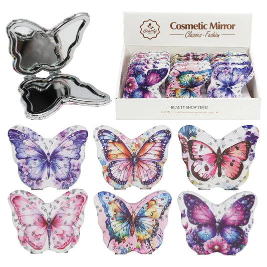 Butterfly Floral Compact Cosmetic Mirror