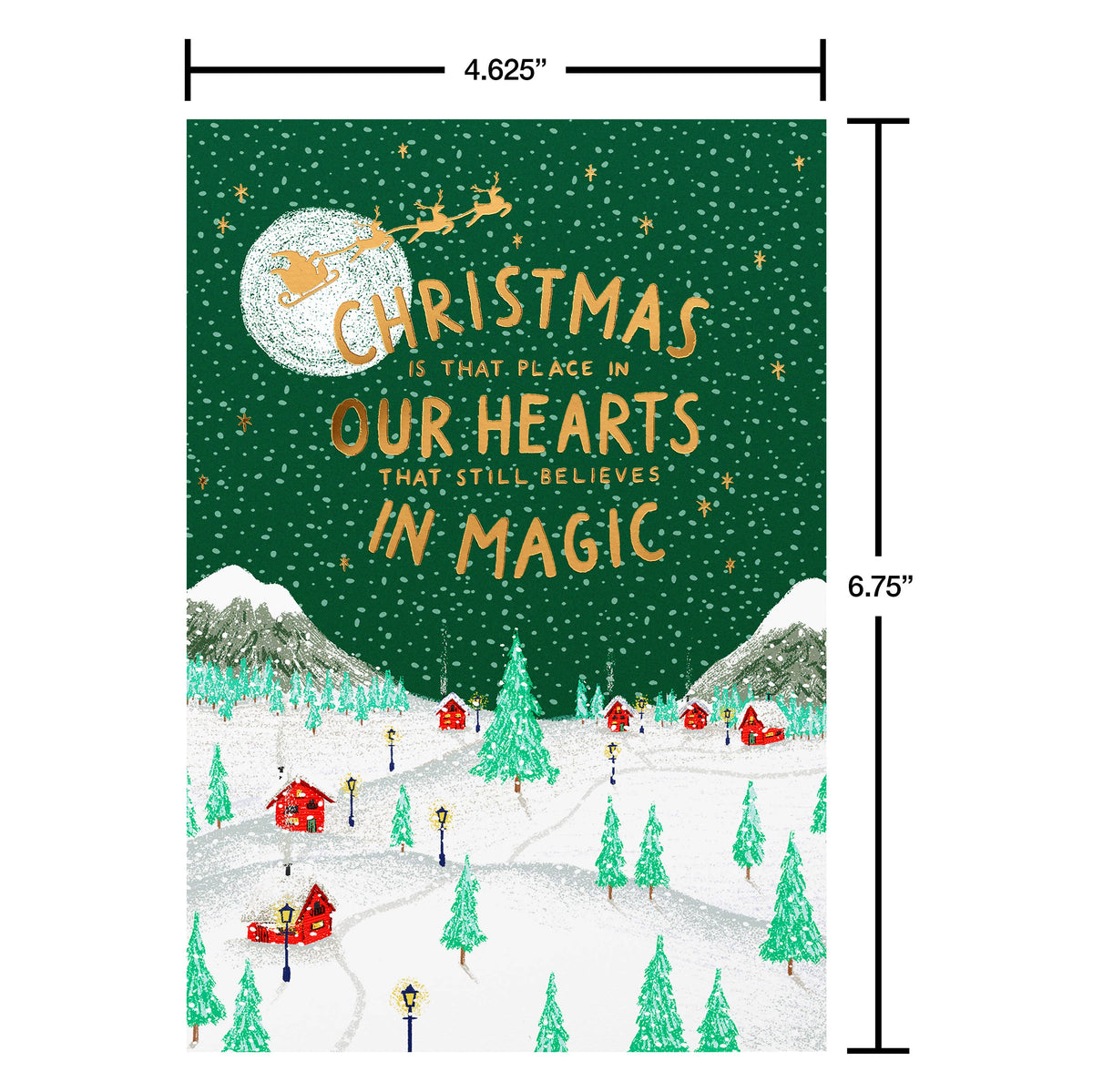 Christmas Card with Midnight Village Scene