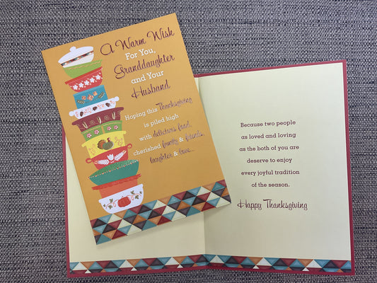 Happy Thanksgiving Granddaughter and Husband Card