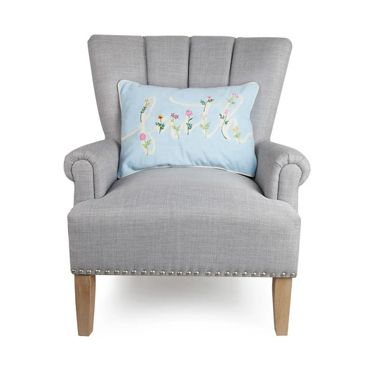 Floral Faith Cord Embroidery Pillow