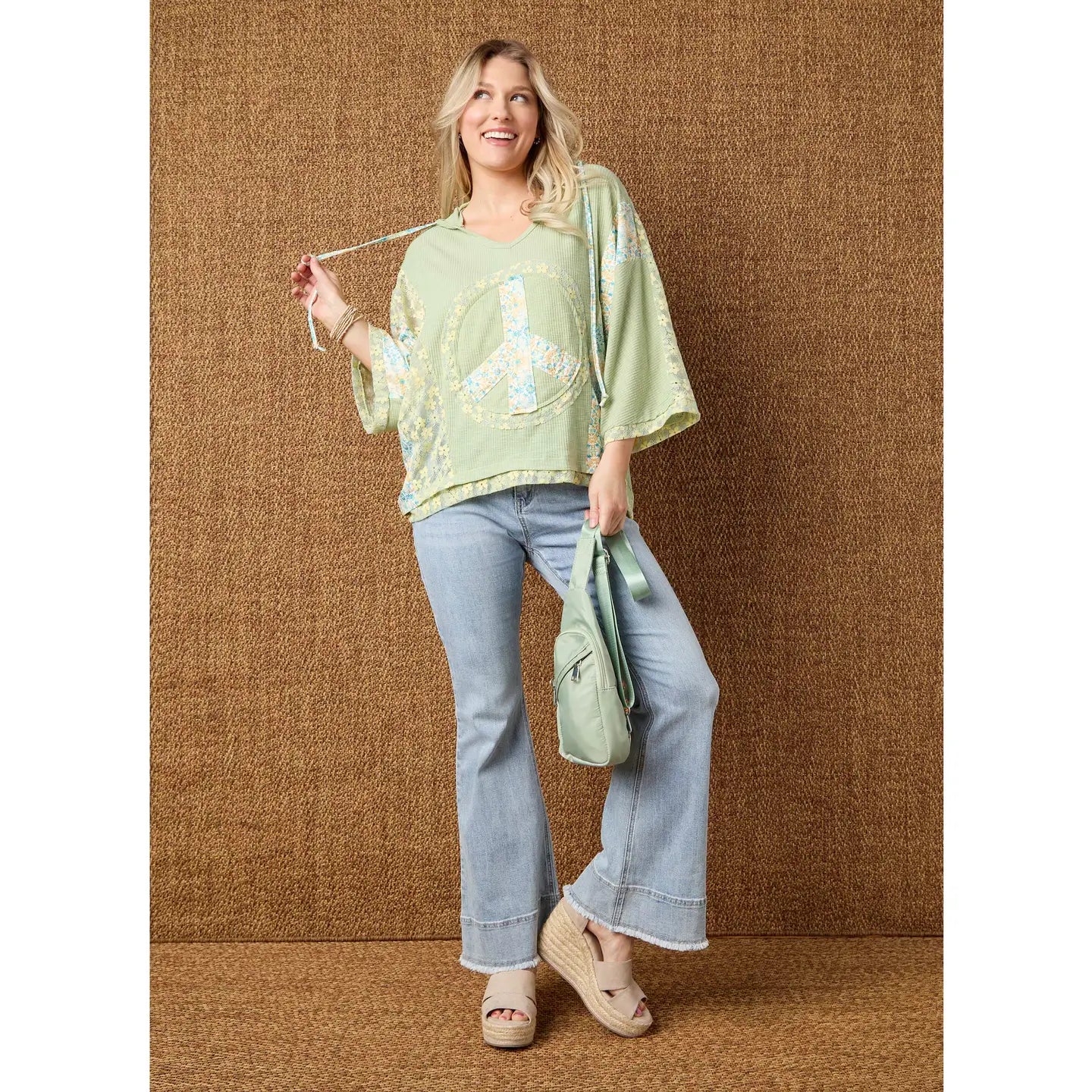 Jenni Peace Sign Hooded Top