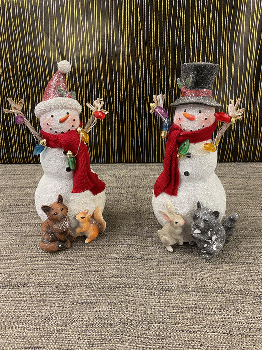 Resin Christmas Snowman w/ Animals