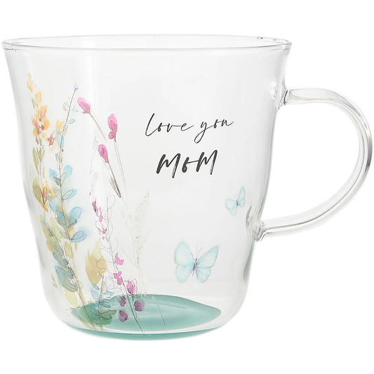 Love You Mom - 13.5 oz Glass Cup