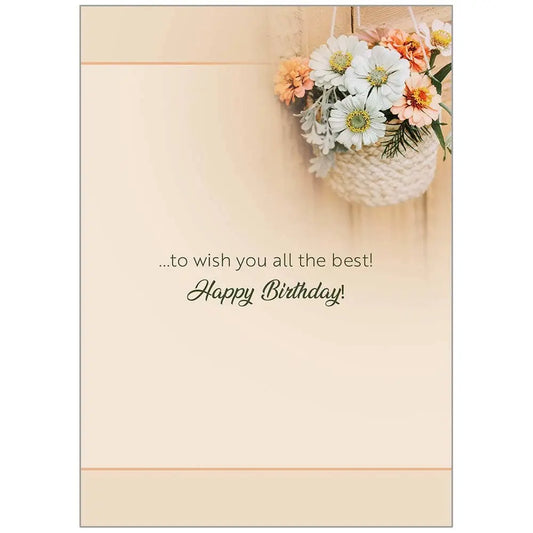 Flowers On Door - Birthday Card