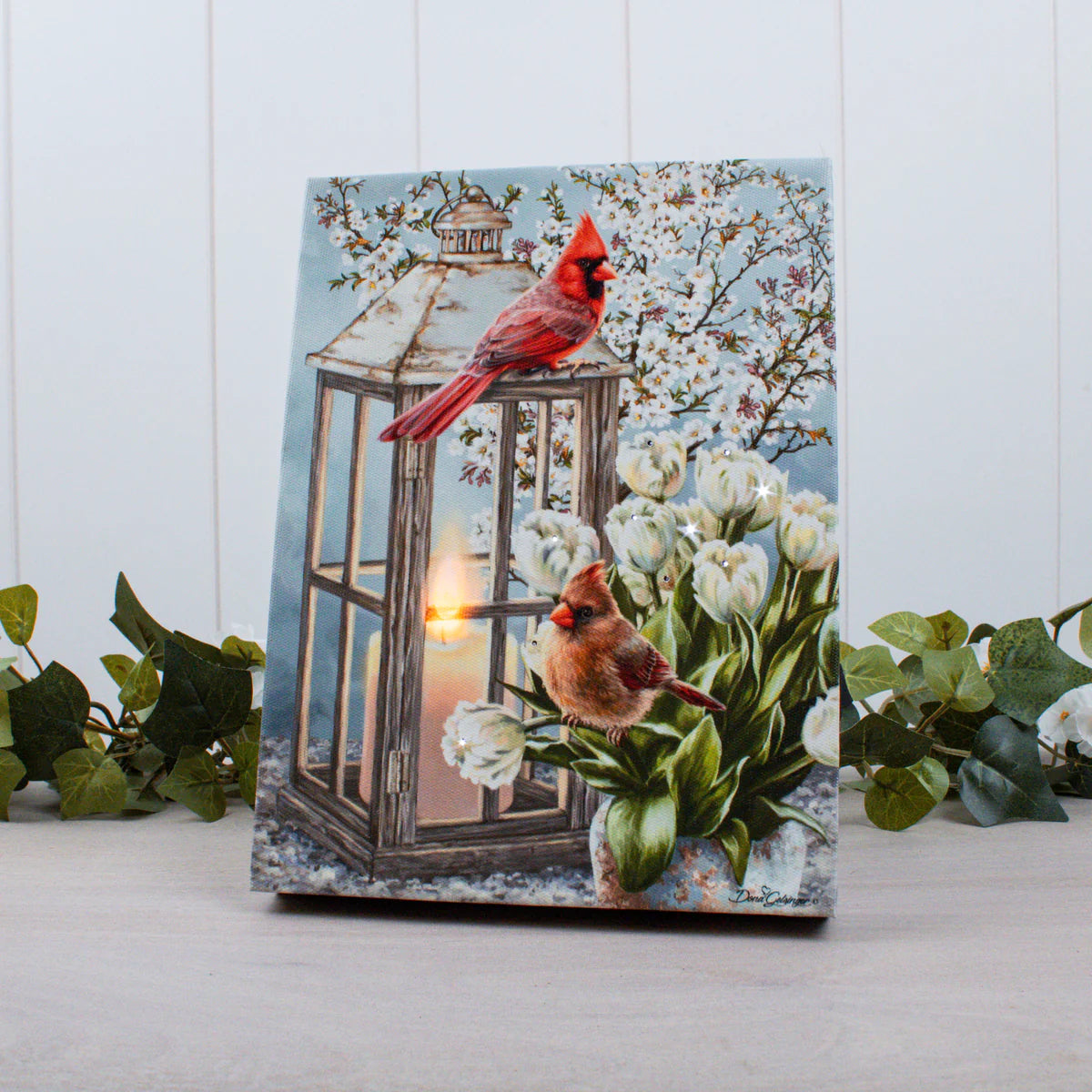 Sweet Cardinals 8x6 Lighted Tabletop Canvas