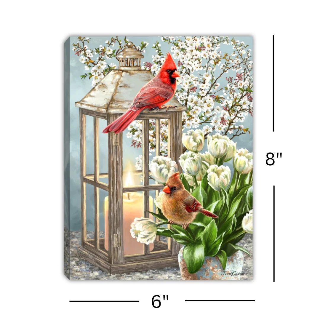 Sweet Cardinals 8x6 Lighted Tabletop Canvas
